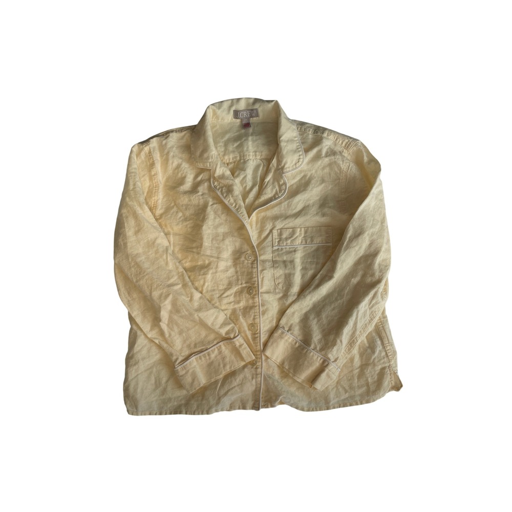 J.Crew Linen‎ Cotton Pajama Top Light Yellow Button Down Sleep Shirt XXS